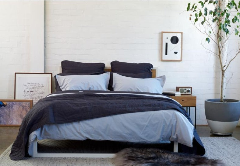 CHARCOAL QUILTED BEDSPREAD + EURO PILLOWCASE SET - Feyrehome Australia