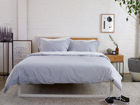 Silver Linings Bedlinen Bundle Buy- Feyre Home Australia. 100% extra-long staple cotton percale. 300TC. Includes White Sheet Set & Silver Duvet Cover Set. Single-King Size.  Free Shipping Australia. Afterpay and ZipPay