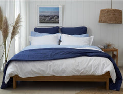 INDIGO QUILTED BEDSPREAD + EURO PILLOWCASE SET - Feyrehome Australia
