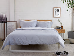 Silver Linings Bedlinen Bundle Buy- Feyre Home Australia. 100% extra-long staple cotton percale. 300TC. Includes White Sheet Set & Silver Duvet Cover Set. Single-King Size.  Free Shipping Australia. Afterpay and ZipPay  