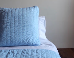 Blue Quilted Bedspread + Euro Pillowcase Set