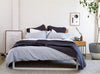 GET INTO BED - Bedlinen Bundle Buy - Feyrehome Australia. 100% extra-long staple Cotton percale. No Pilling. 300TC. Include White sheet set, Silver Duvet Cover Set, Charcoal Bedspread & Euro pillowcases.  Free Shipping Australia. Afterpay and ZipPay.